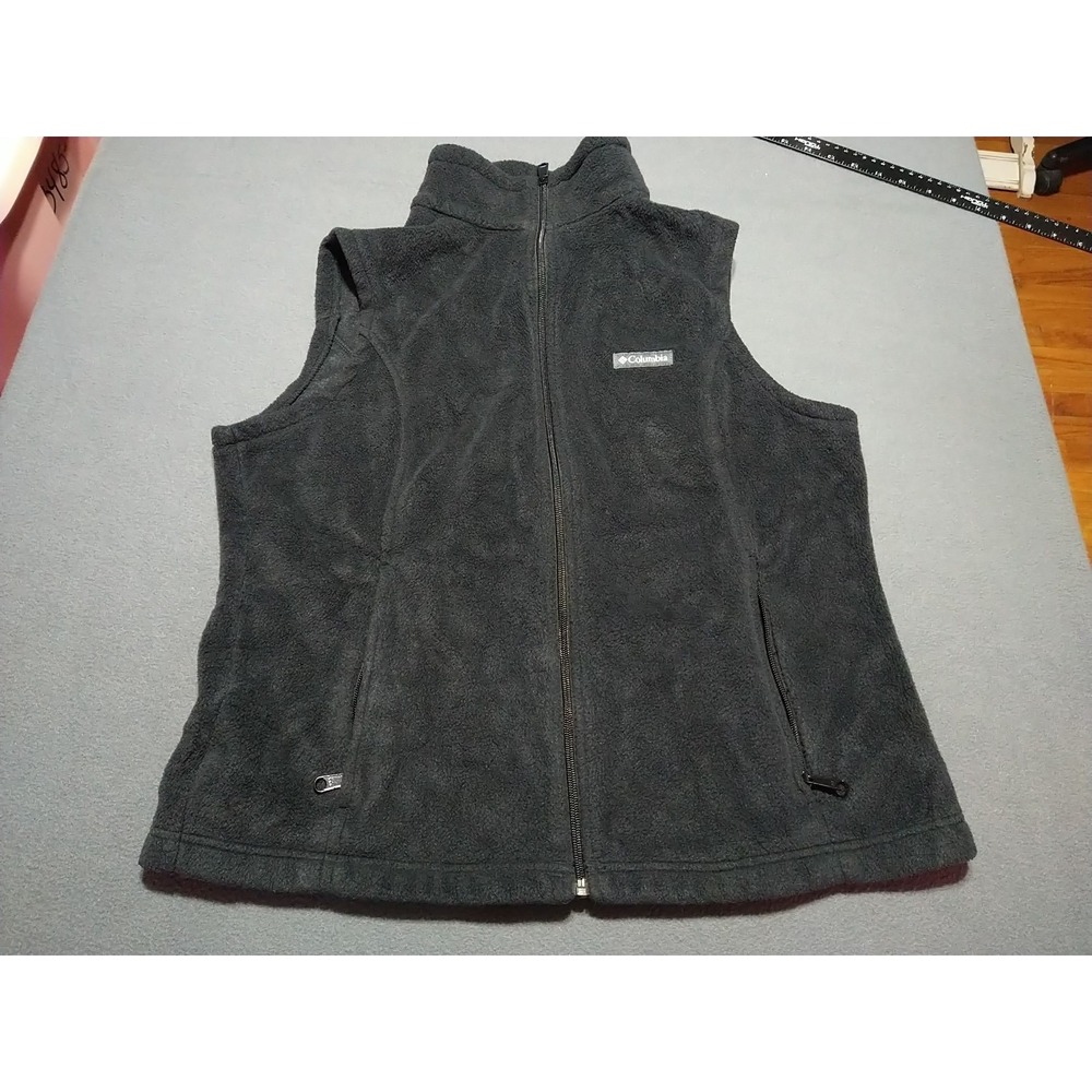 Columbia Fleece Vest Men XL Black Full Zip Pockets Hiking‎ Outdoor Activity